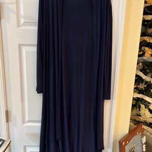 Ladies Size Medium POGTMM Chic Navy Blue Cardigan Long Cape Wrap Like GUC
